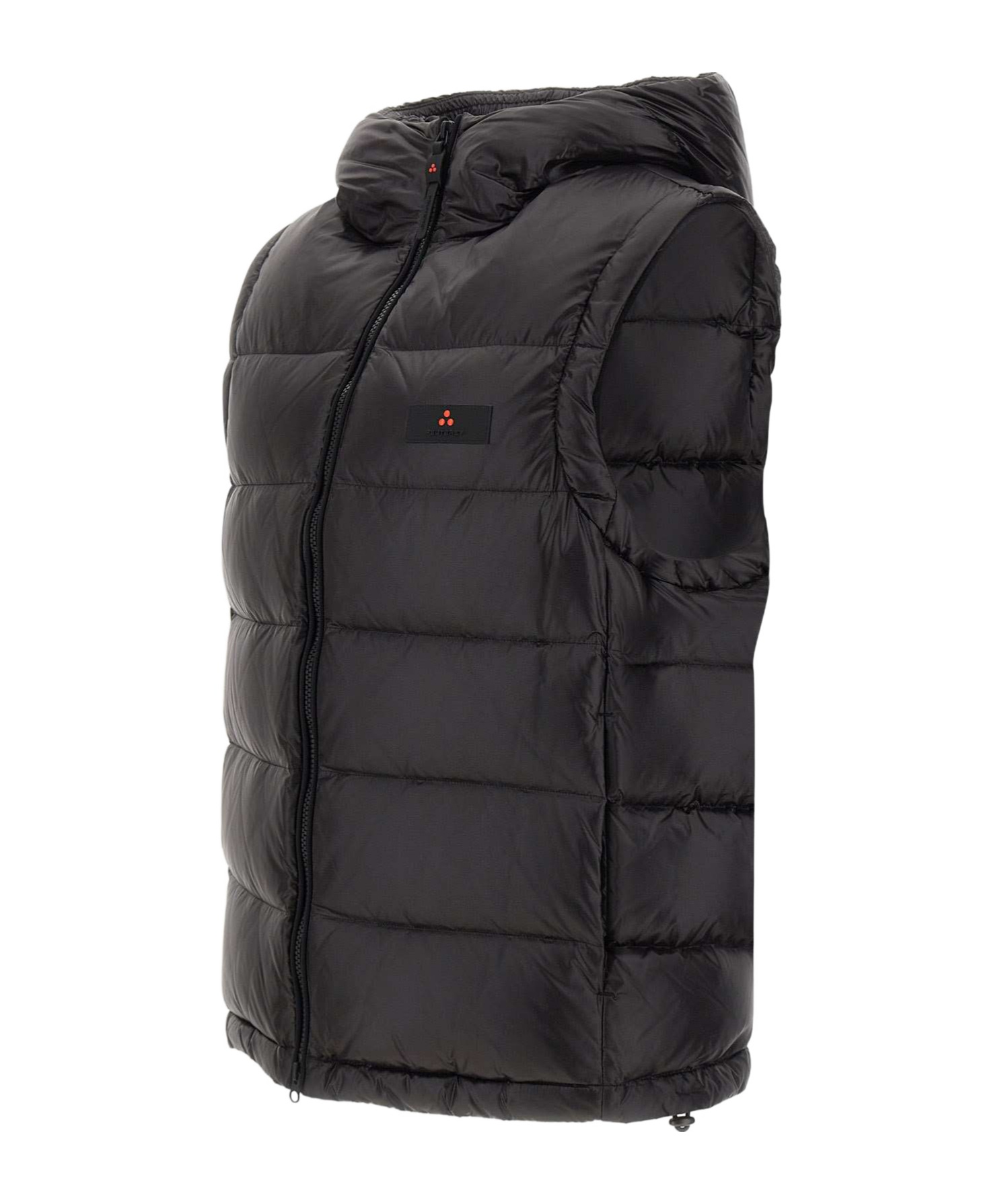 Peuterey Hooded Padded Vest With Horizontal Quilting In Black