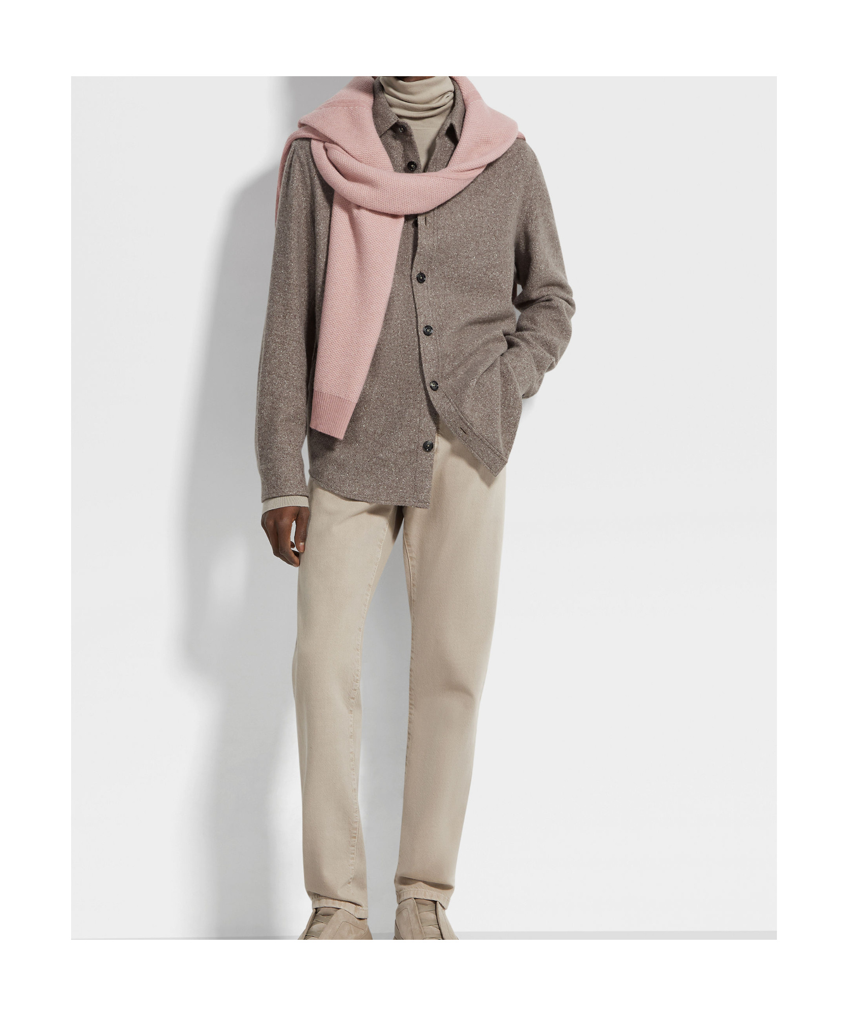 Zegna Cashmere And Silk Overshirt In Brown