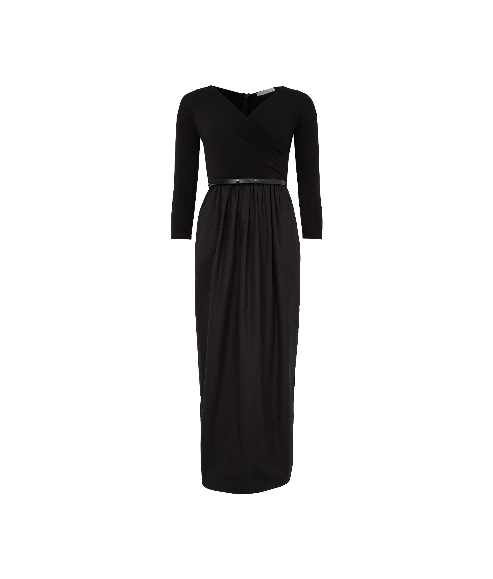 Max Mara A-line Three-quarter Sleeve Belted Dress In Black