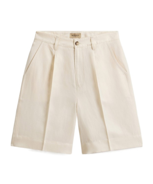 Woolrich Shorts In Linen Blend With Darts