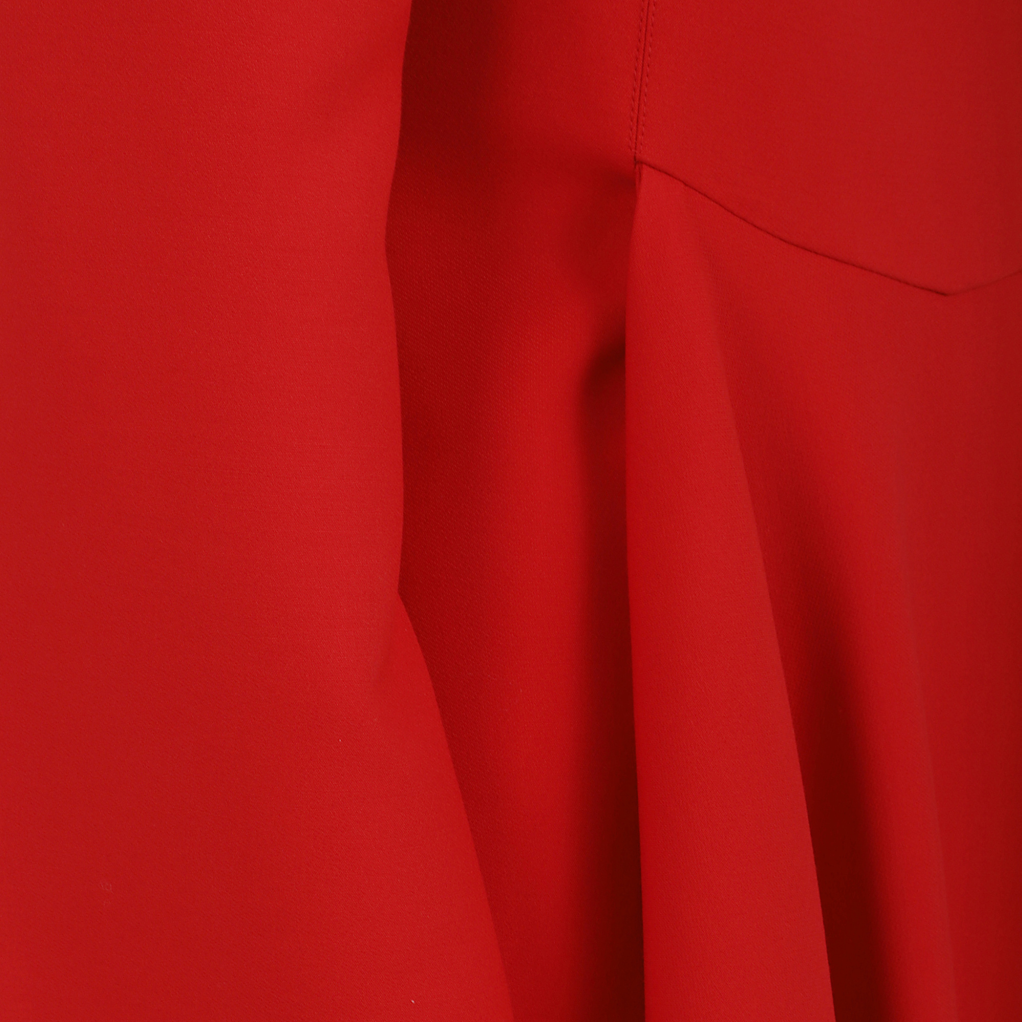 Alexander Mcqueen Long Sleeved Asymmetric Hem Midi Dress In Red