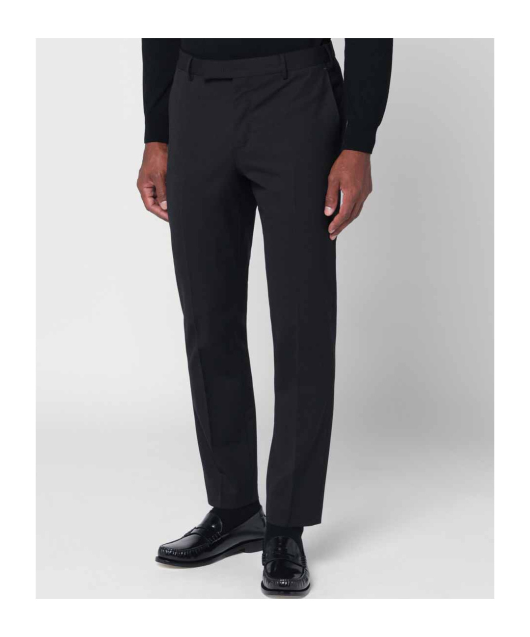 Pt Torino Black Stretch Wool Pant In Black