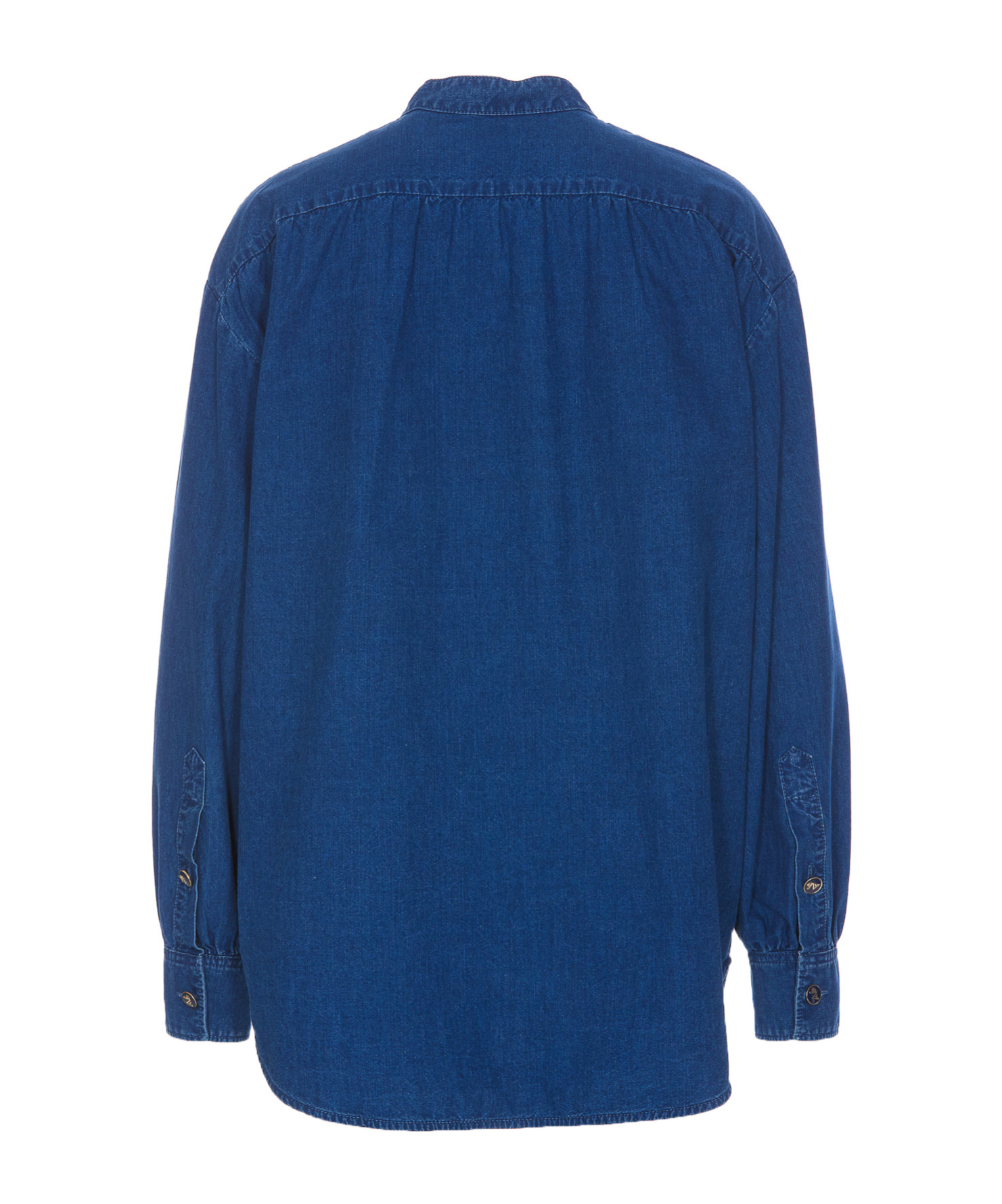 Valentino Classic Blue Denim Shirt With Ruffled Placket In Blue