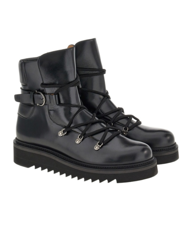 Ferragamo Leather Lace-up Boots In Black