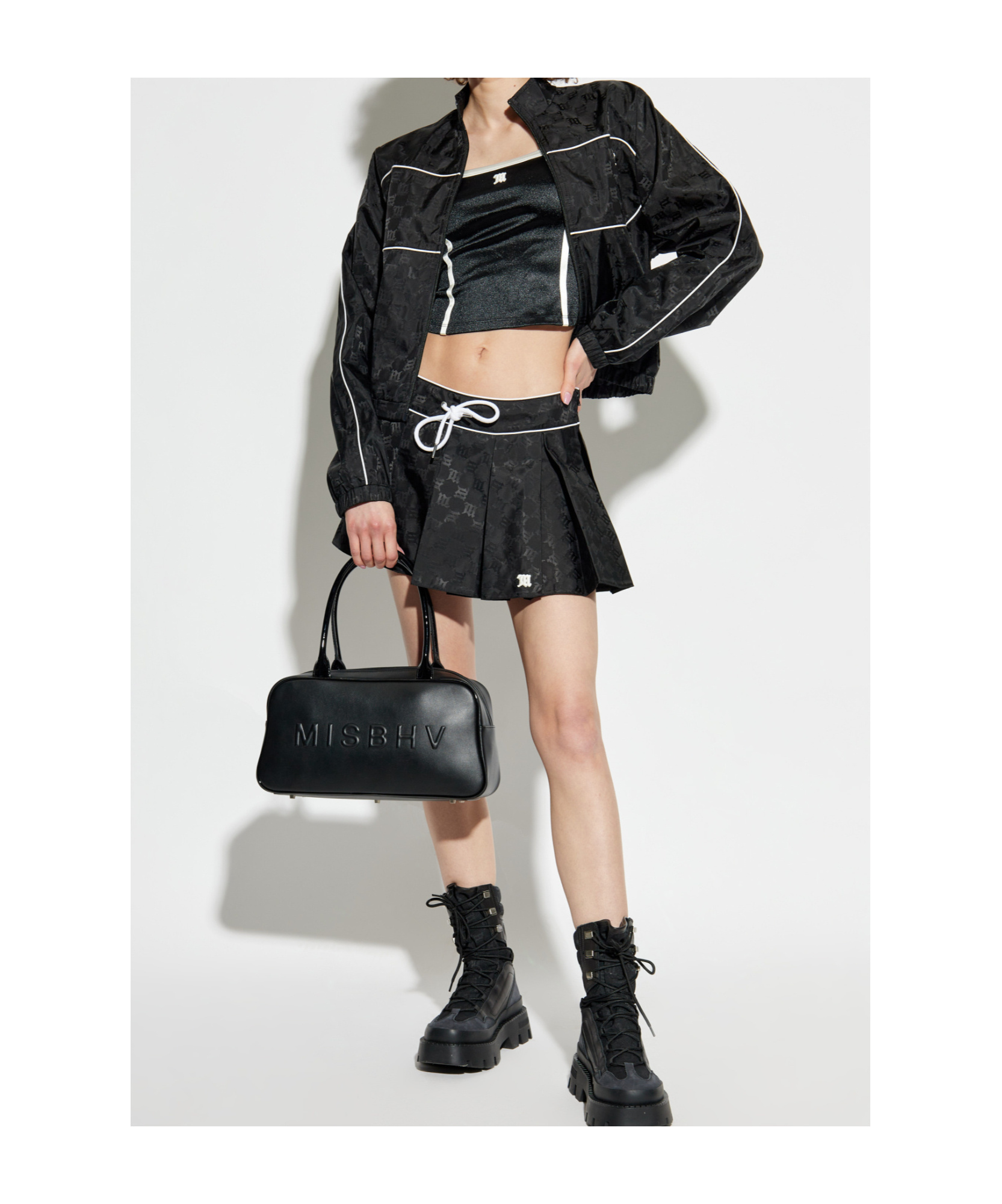 Misbhv Jacquard Monogram Mini Skirt In Black