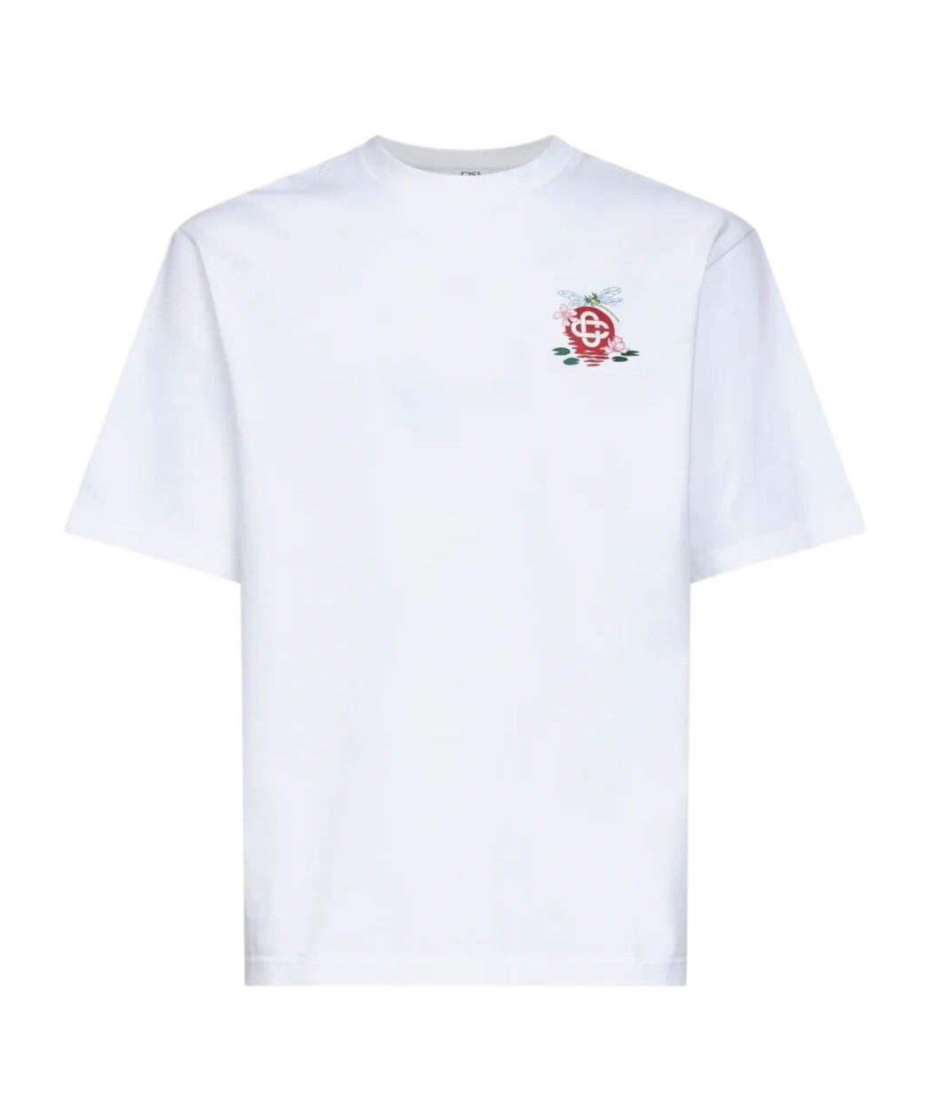 Casablanca Oversized T-shirt With Dragonfly Floral Print In White