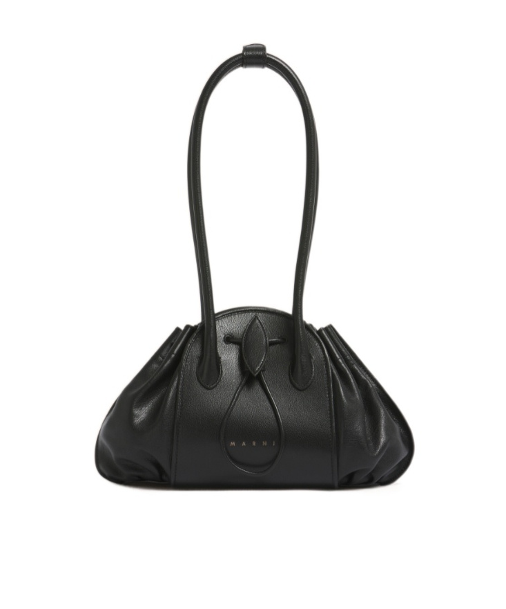Marni Black Leather Tulipea Shoulder Bag