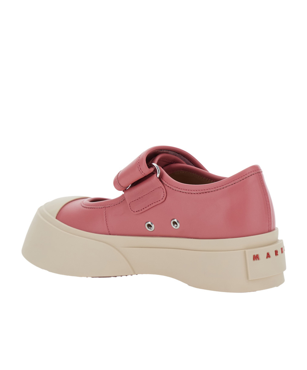 Marni Mary Jane Pink Sandals With Touch-strap Closure And Logo Patch On The Rear In Leather Woman