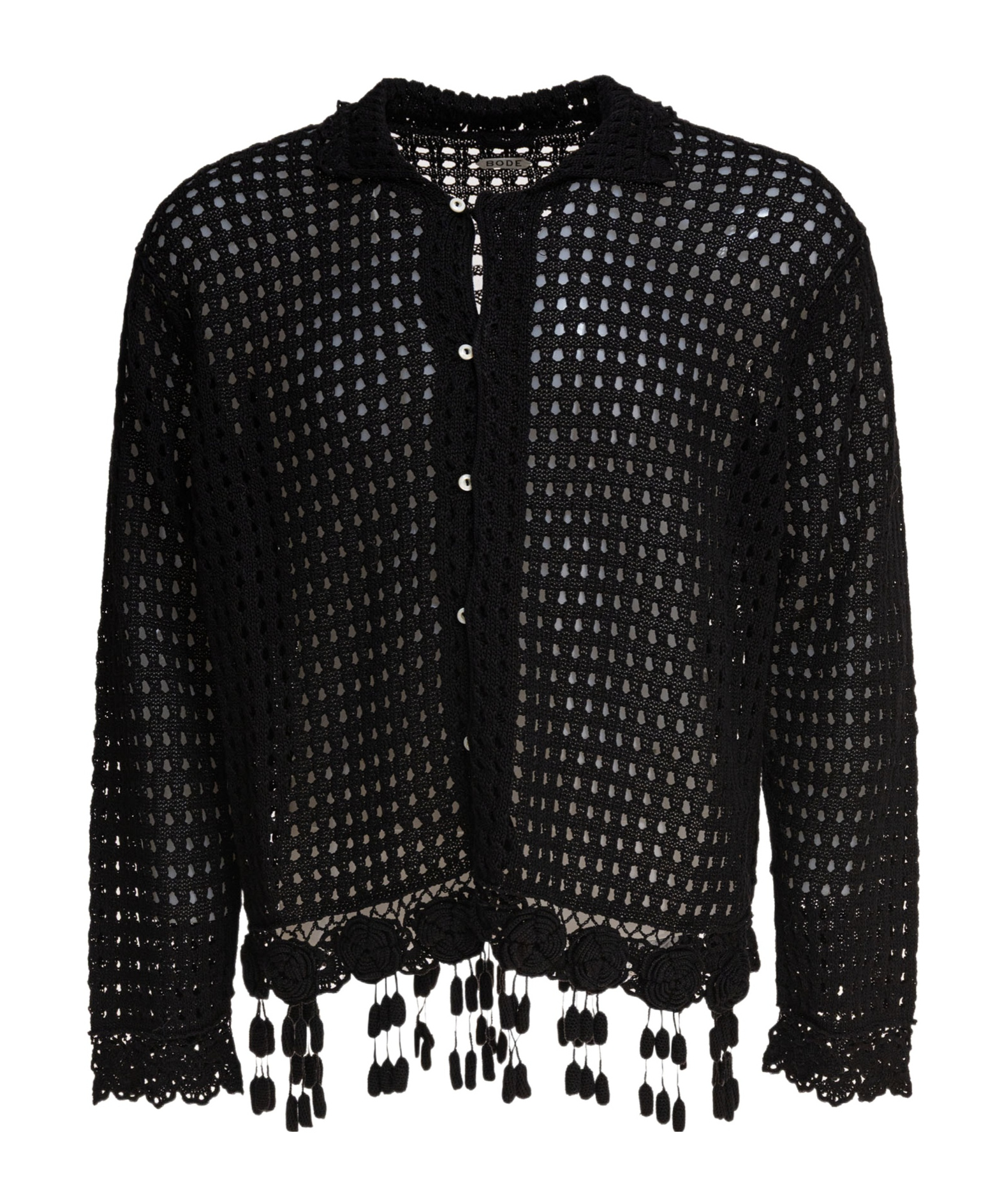 Bode Crochet-trimmed Buttoned Shirt In Black