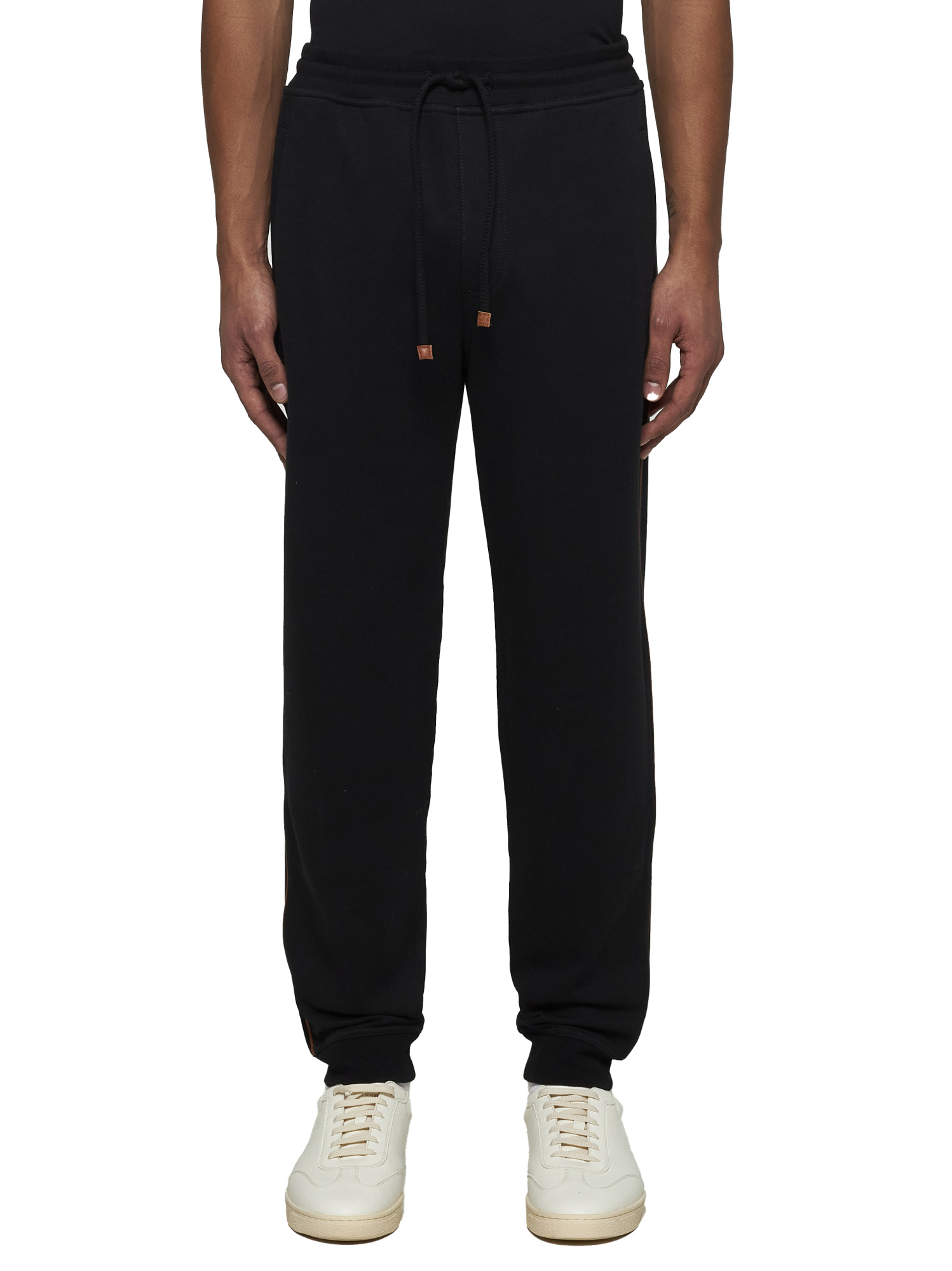Brunello Cucinelli Men Black Techno Cotton Fleece Joggers In Black