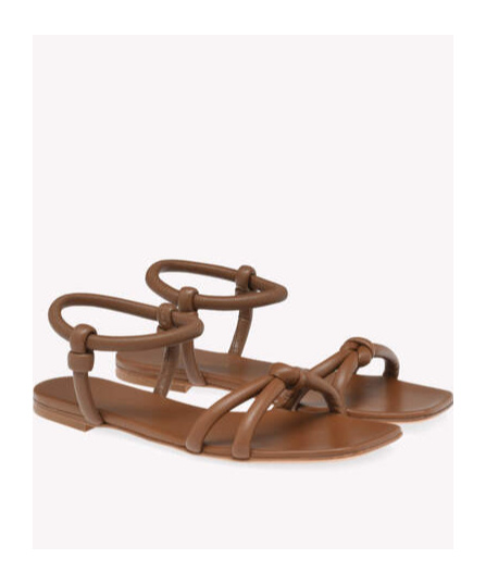 Gianvito Rossi Flat Sole Knotted Straps Sandals In Brown