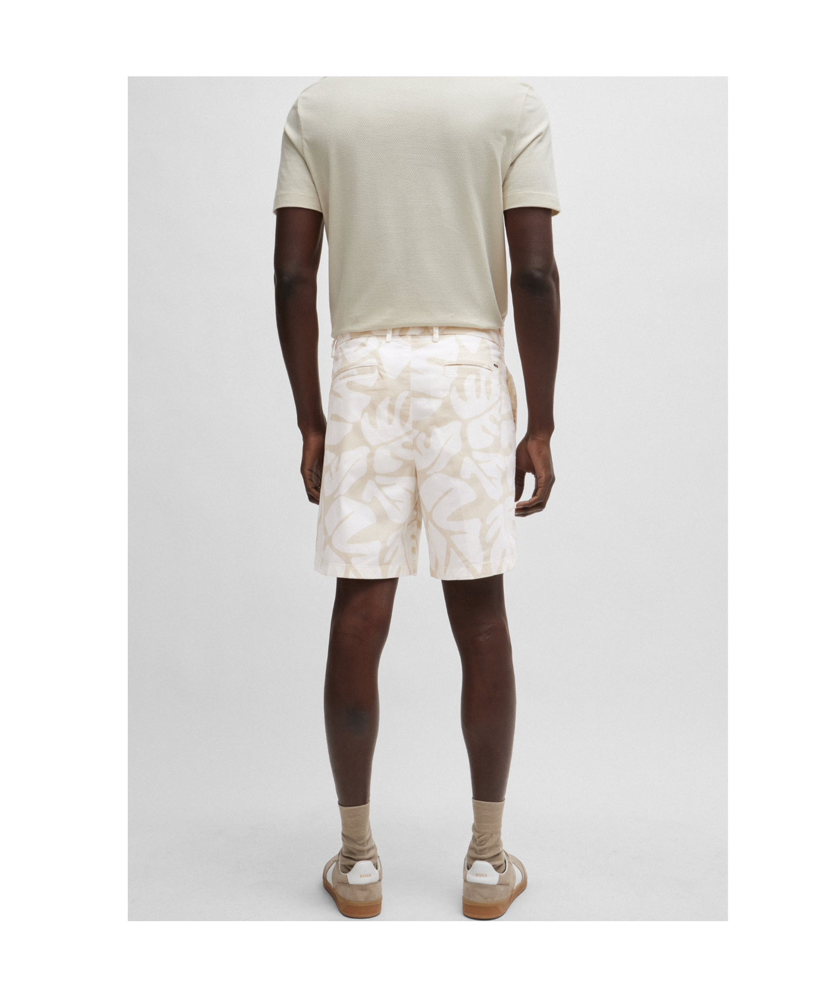 Hugo Boss Karlos Floral-print Chino Shorts In White