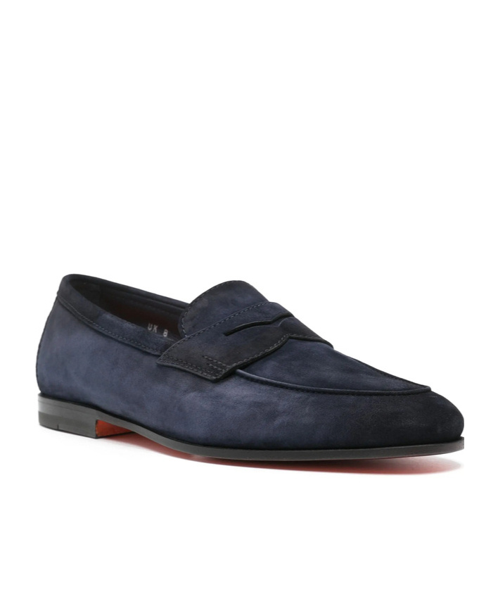 Santoni Men's Blue Suede Carlo Loafer In Blue
