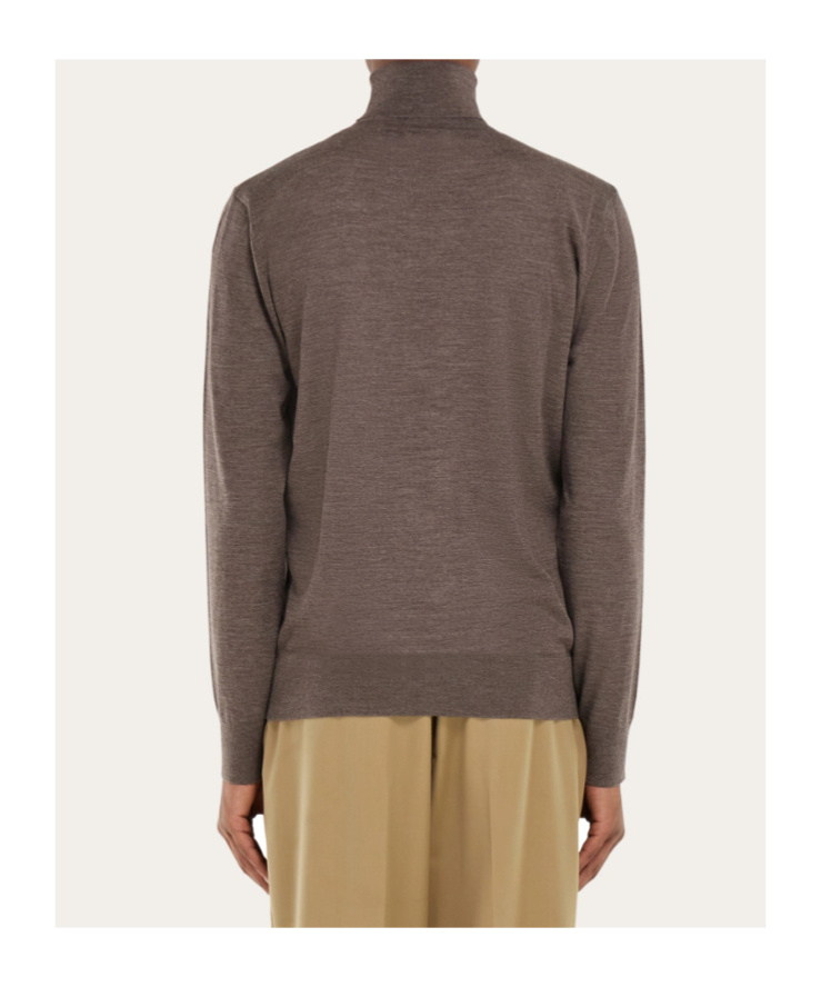 Ferragamo High Neck Pullover In Brown