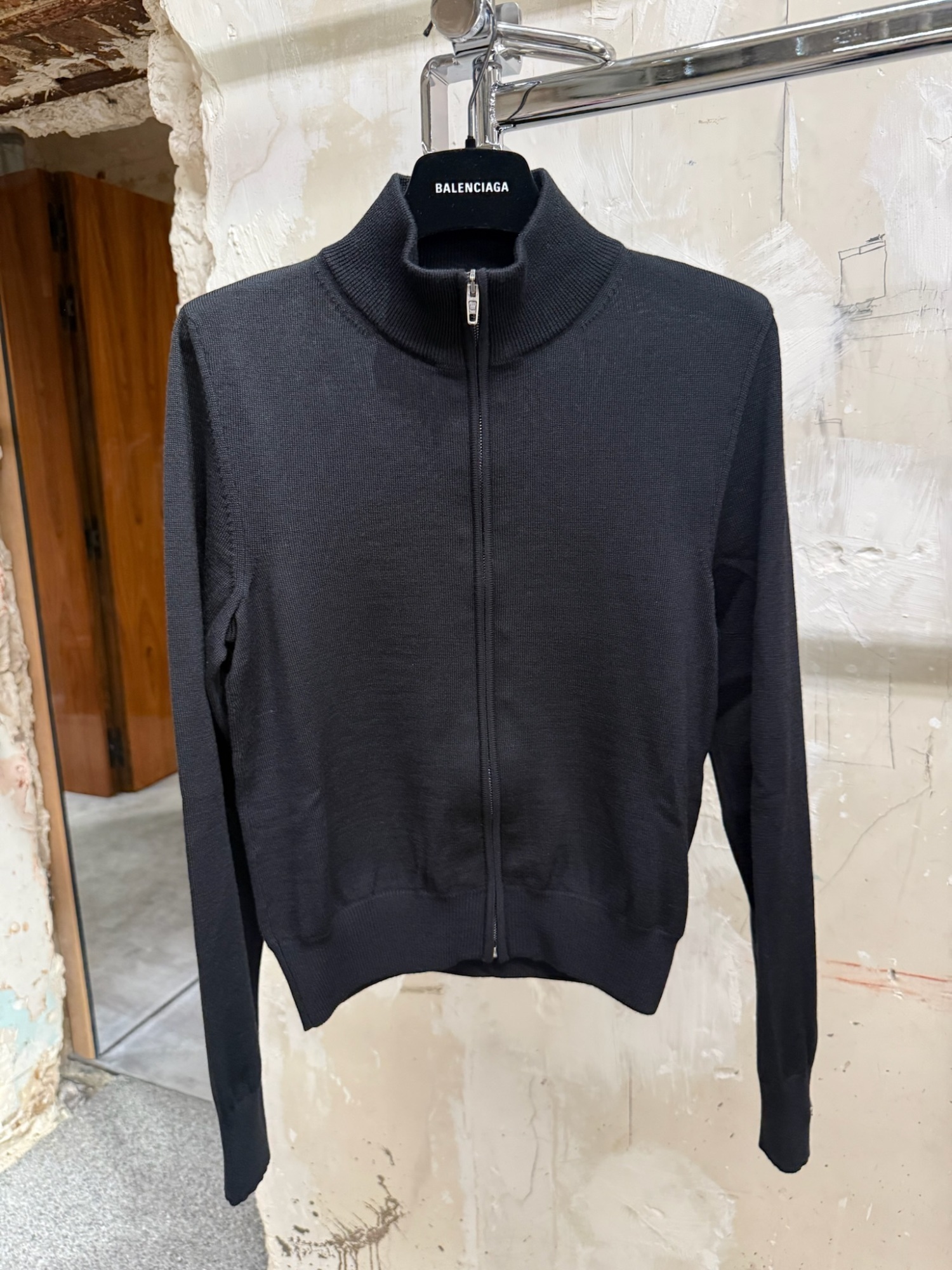 Balenciaga Zip-up Sweater In Black