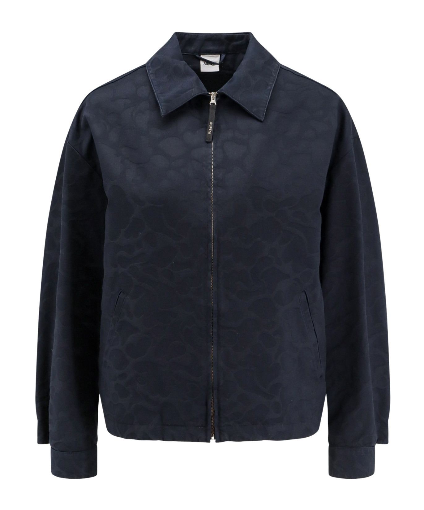 Aspesi Cotton Jacket With Jacquard Motif In Black