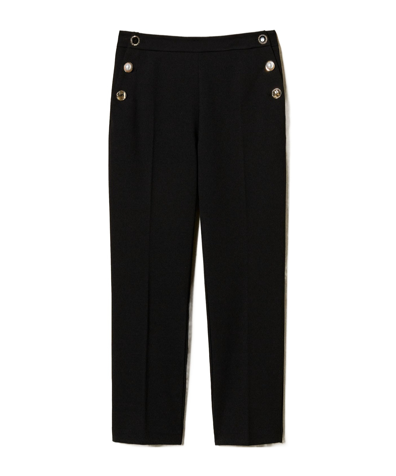 Shop Twinset Jewel Buttons Trousers In Black