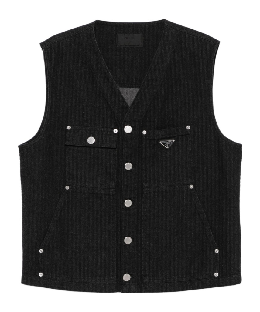 Prada Jeansweste Mit Zickzackmuster In Black