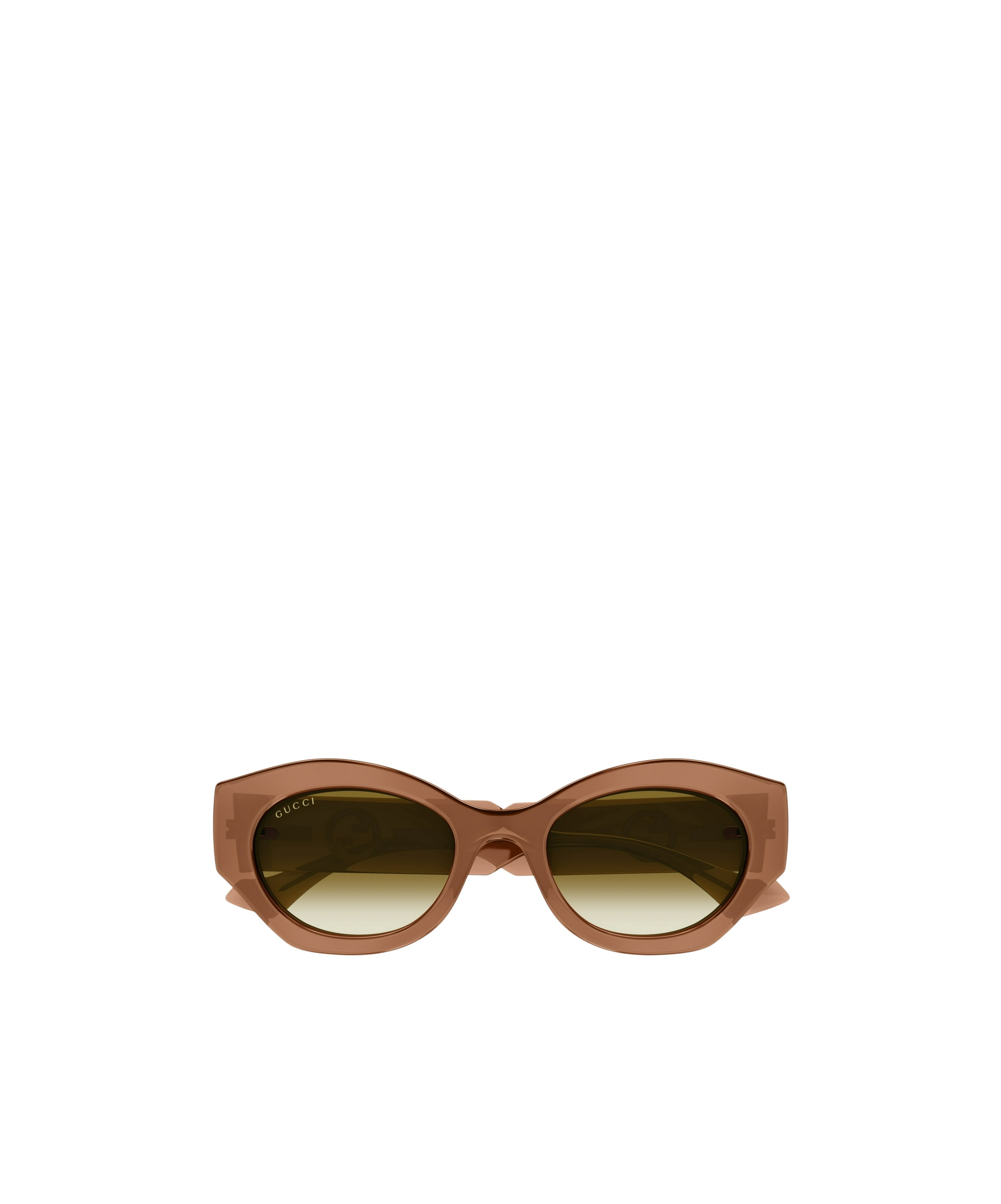 Gucci Interlocking G-logo Oval-frame Sunglasses In Brown
