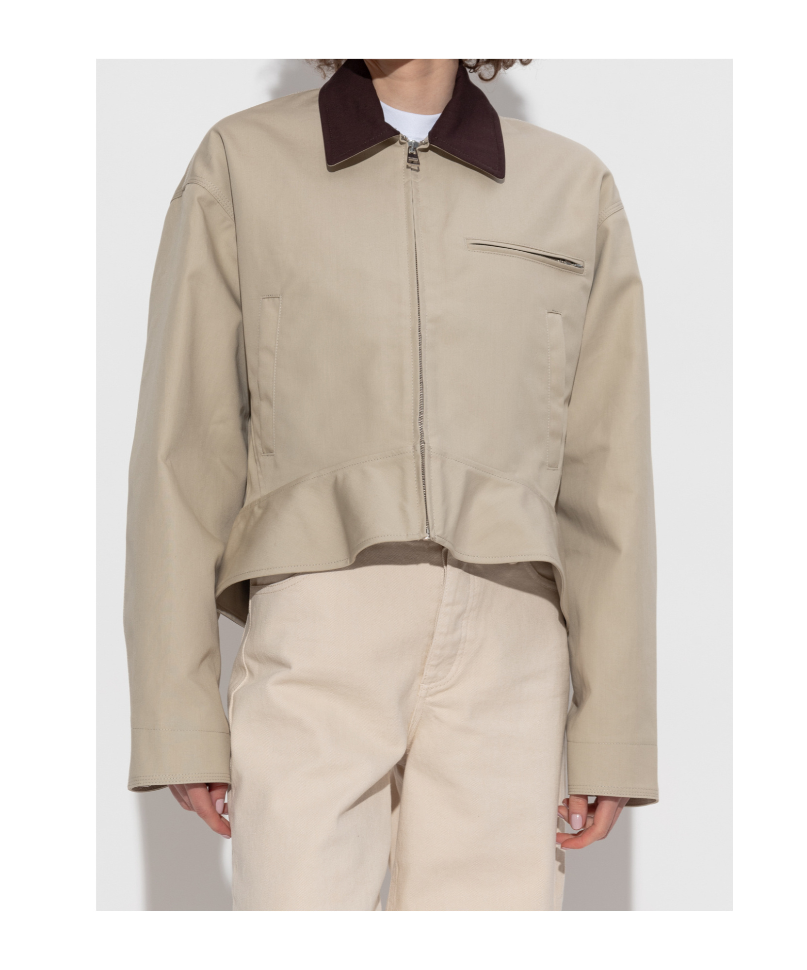 Jw Anderson Cropped Zip-front Jacket In White