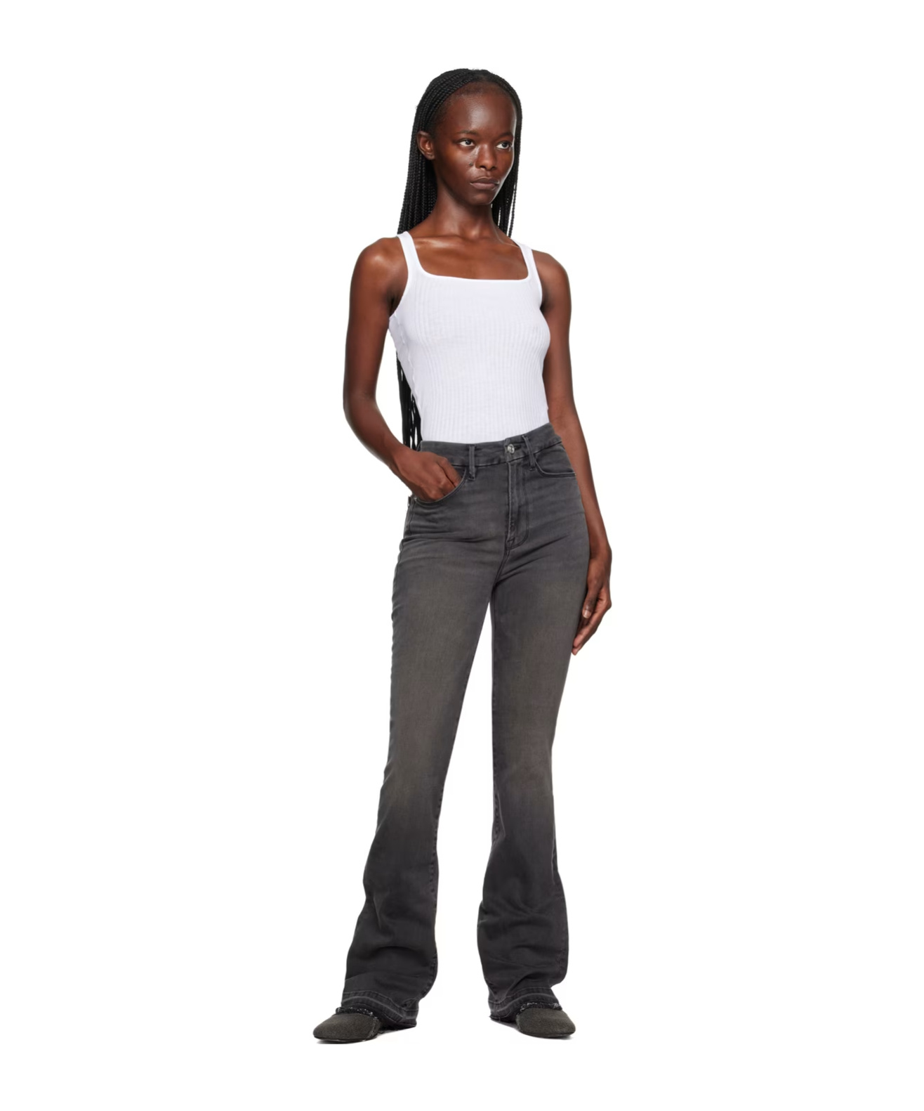 Frame 'le Super Mini' High Waist Jeans In Black