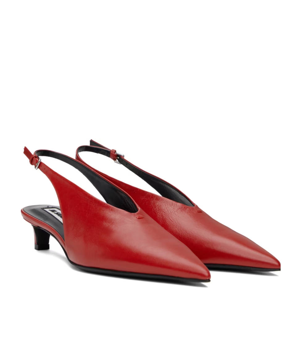 Jil Sander 40mm Slingback Leather Pumps In Red