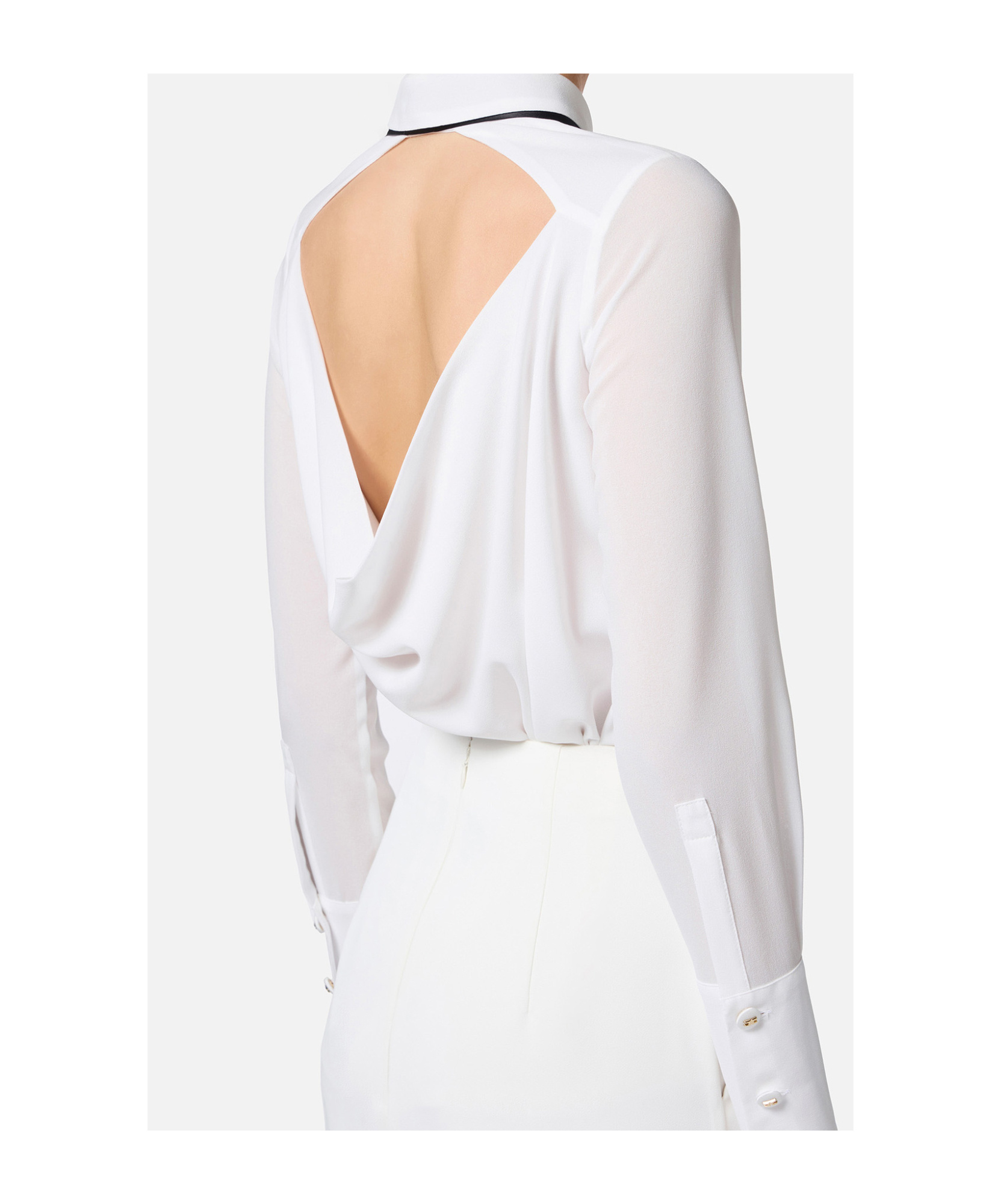 Elisabetta Franchi Camicia In Georgette Con Cravattino In Black