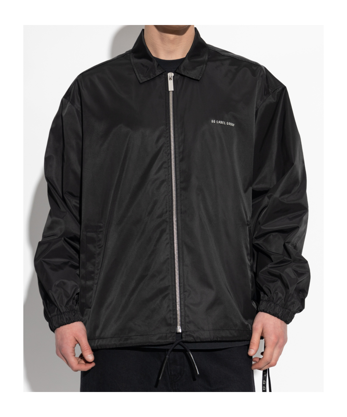 44 Label Group Lapel Long Sleeve Casual Jacket In Black