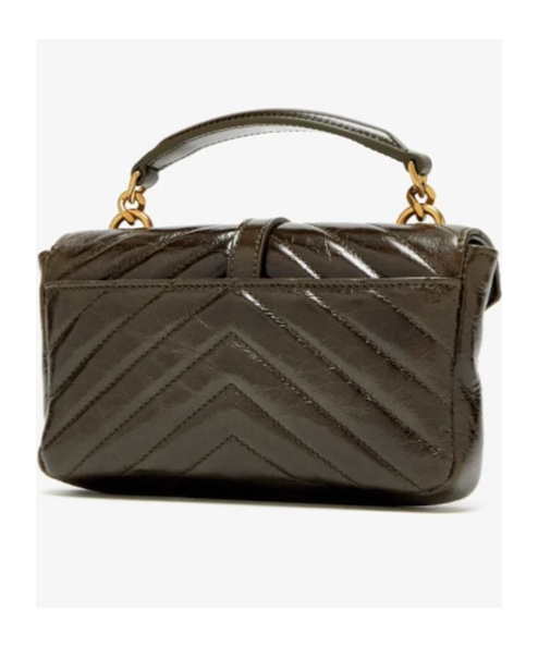Saint Laurent College Mini In Shiny Leather In Green