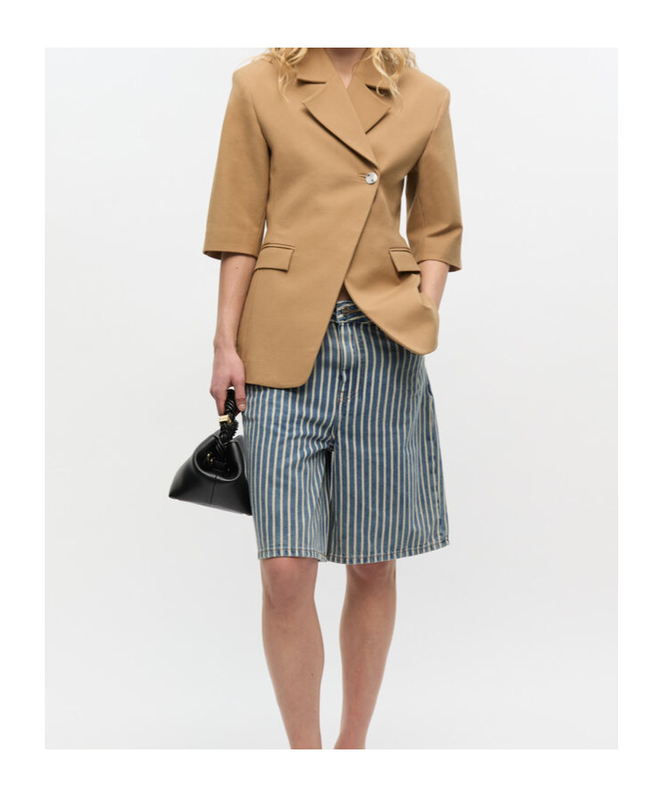 Ganni Stretch-cotton Single-button Blazer