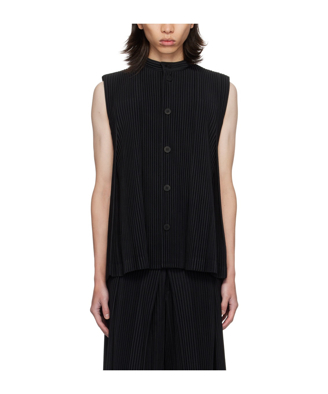 Shop Issey Miyake Plissé Gilet In Black