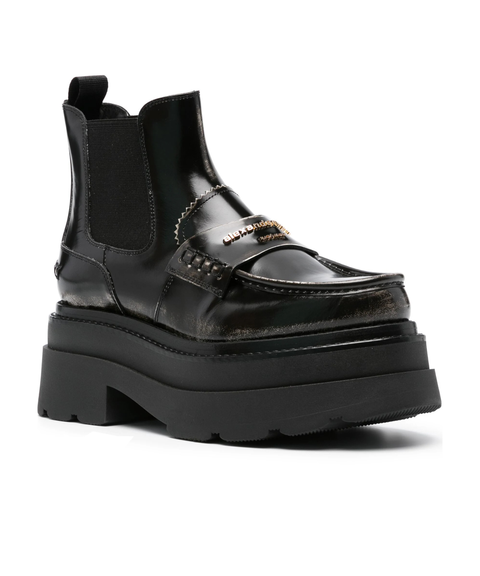 Alexander Wang Logo-plaque Chunky Sole Boots In Black