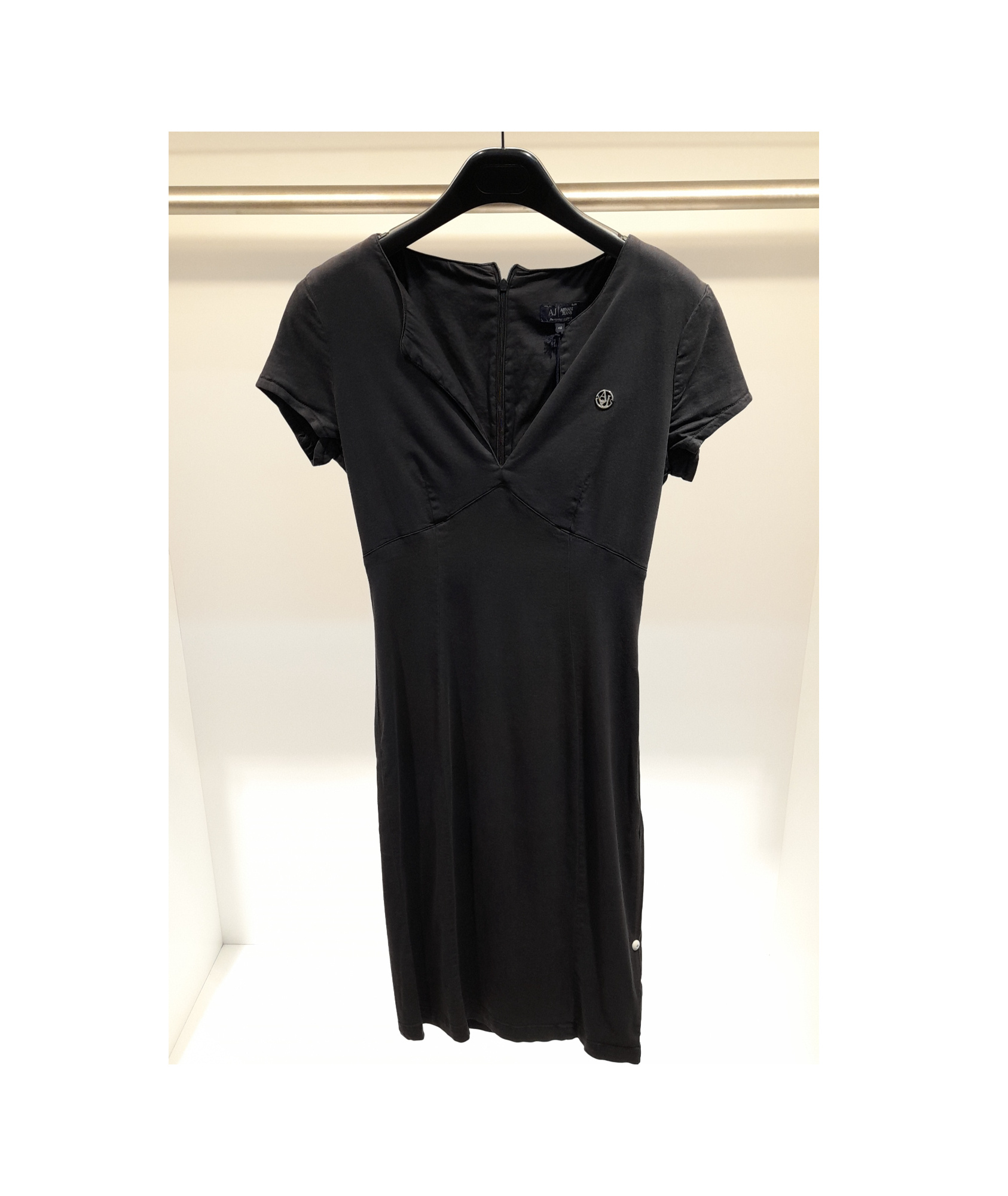 Armani Jeans Short-sleeved Zipper Dress In Black