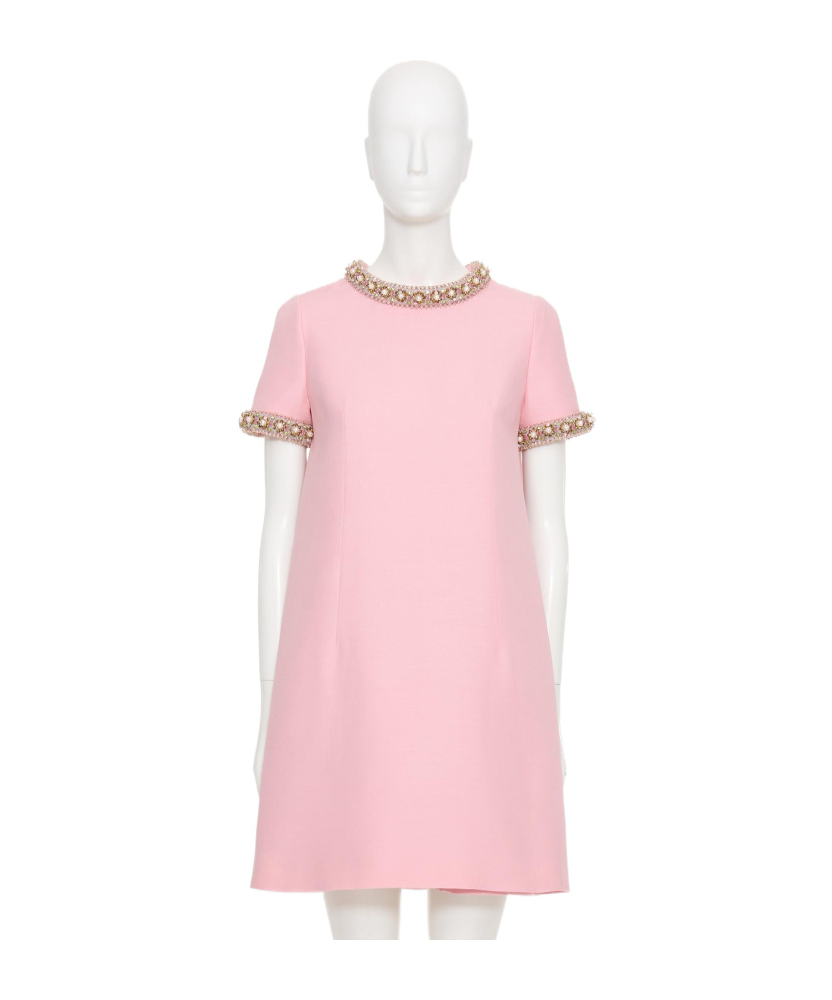 Valentino Embellished Wool And Silk-blend Crepe Mini Dress In Pink