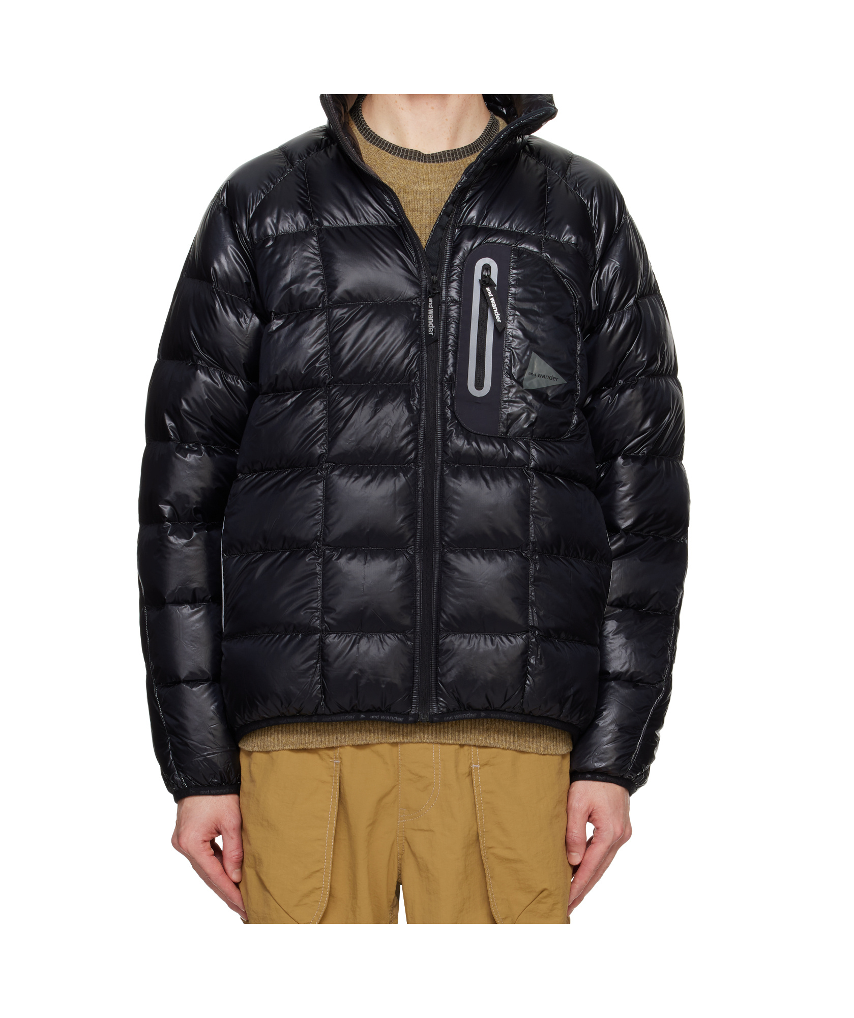 And Wander Black Diamond Stitch Down Jacket In Black