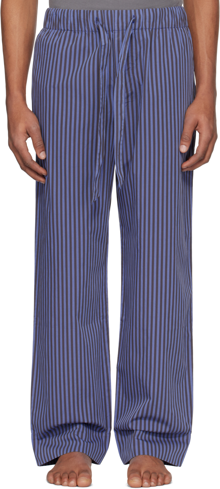 Tekla Verneuil Stripe-pattern Pyjama Trousers In Blue