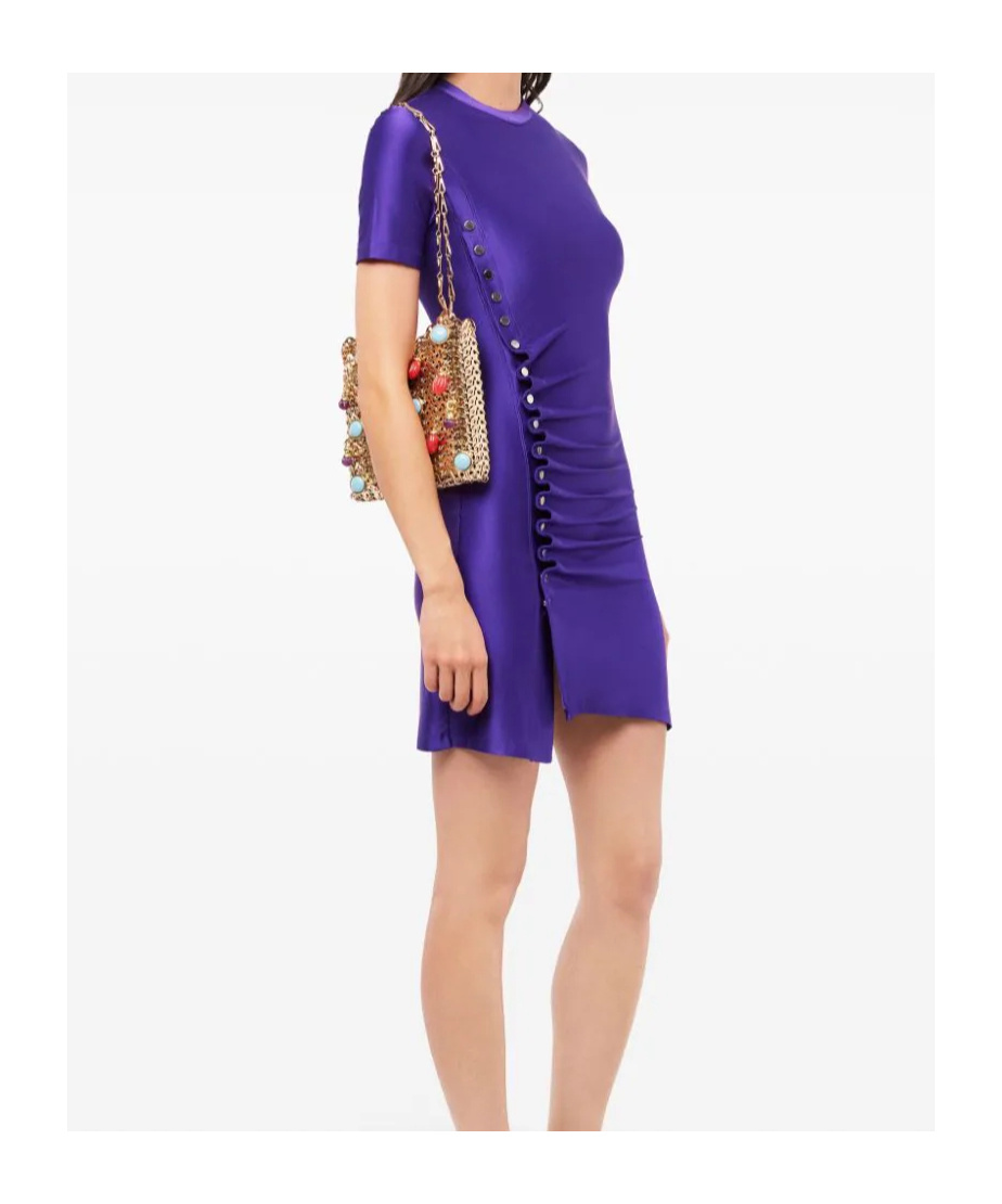 Shop Rabanne Drapé Pression Mini Dress In Blue