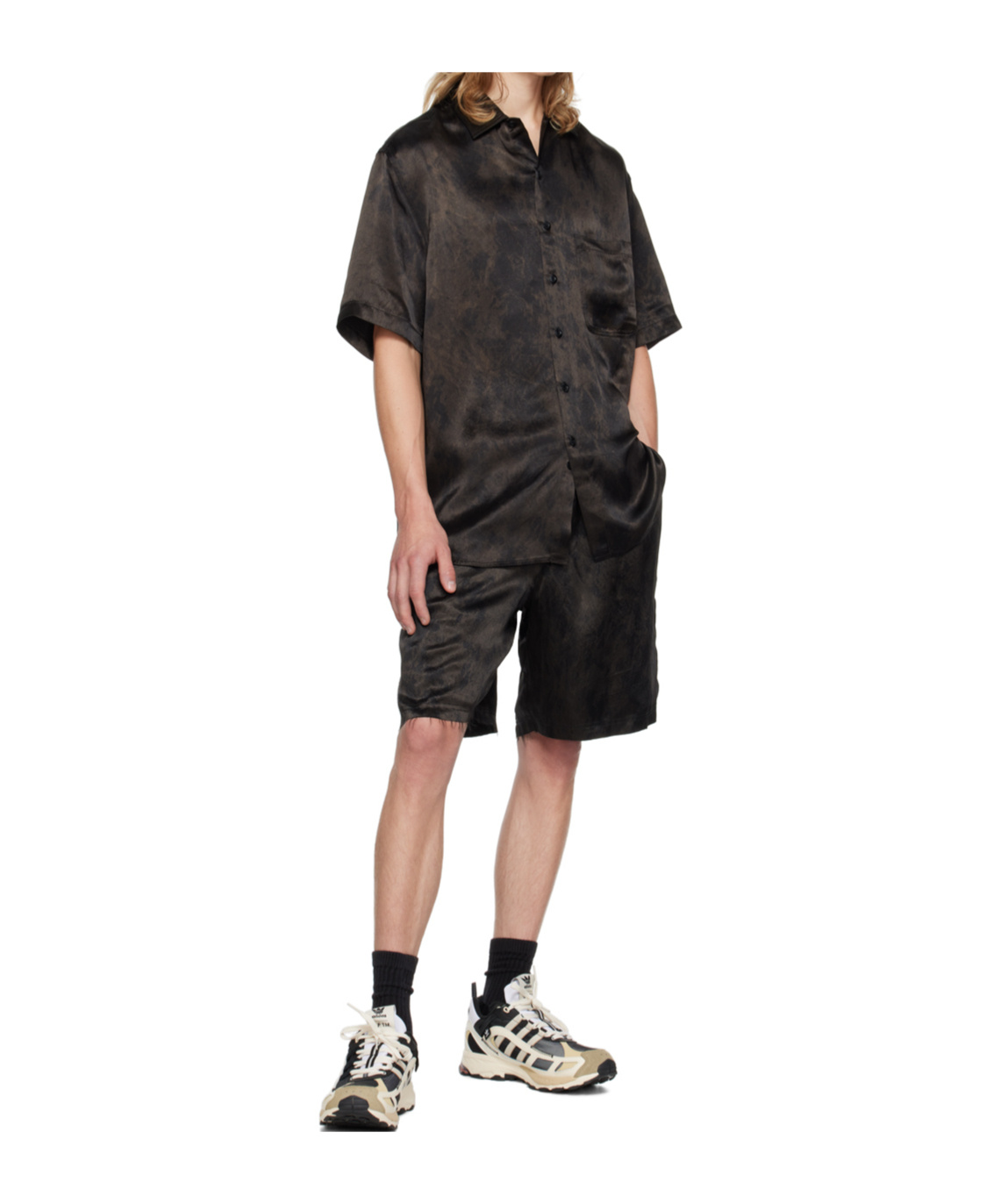 Song For The Mute Printed Button-down Shirt In Black