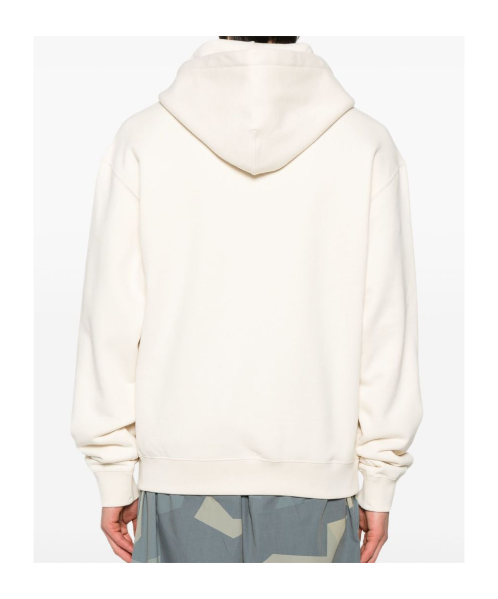 Jil Sander Hooded Sweatshirt Drawstring Ribbed Cuffs Hem In White