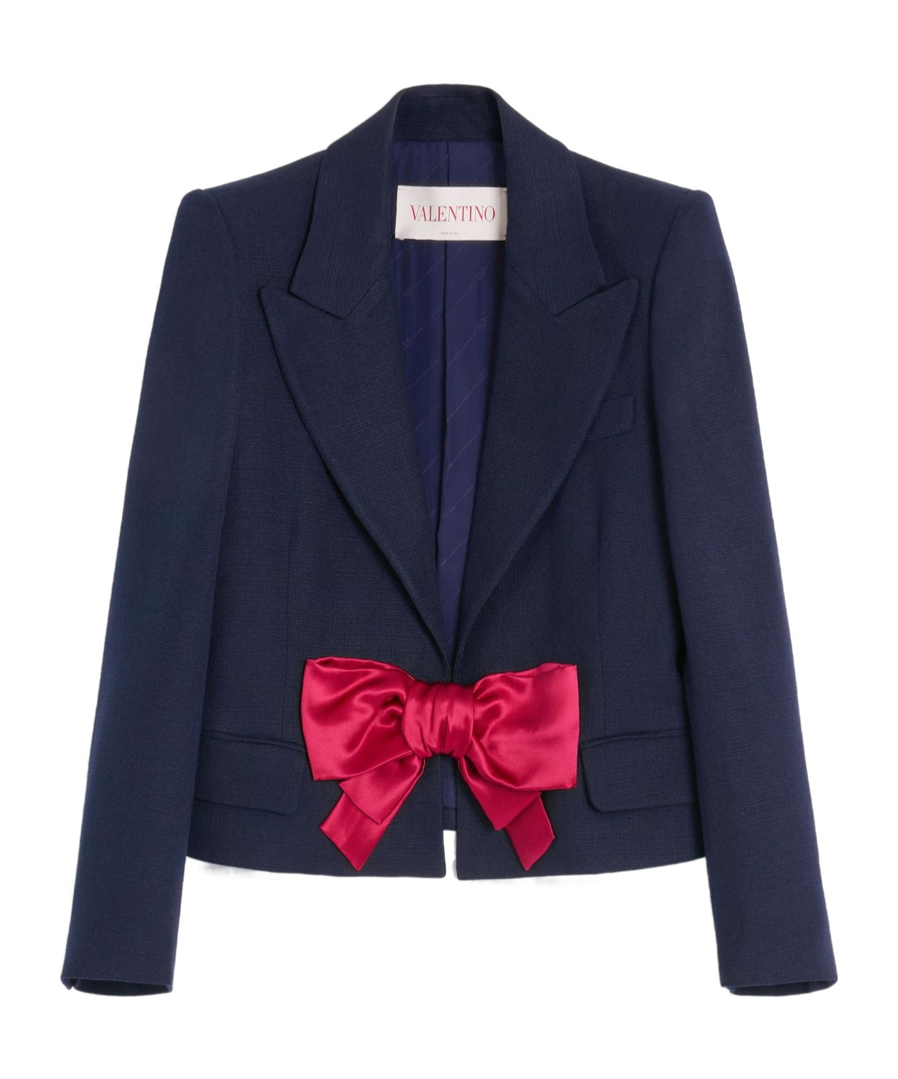 Valentino Tailored Bow-detail Jacket Crafted From Lightweight Viscose In Blue