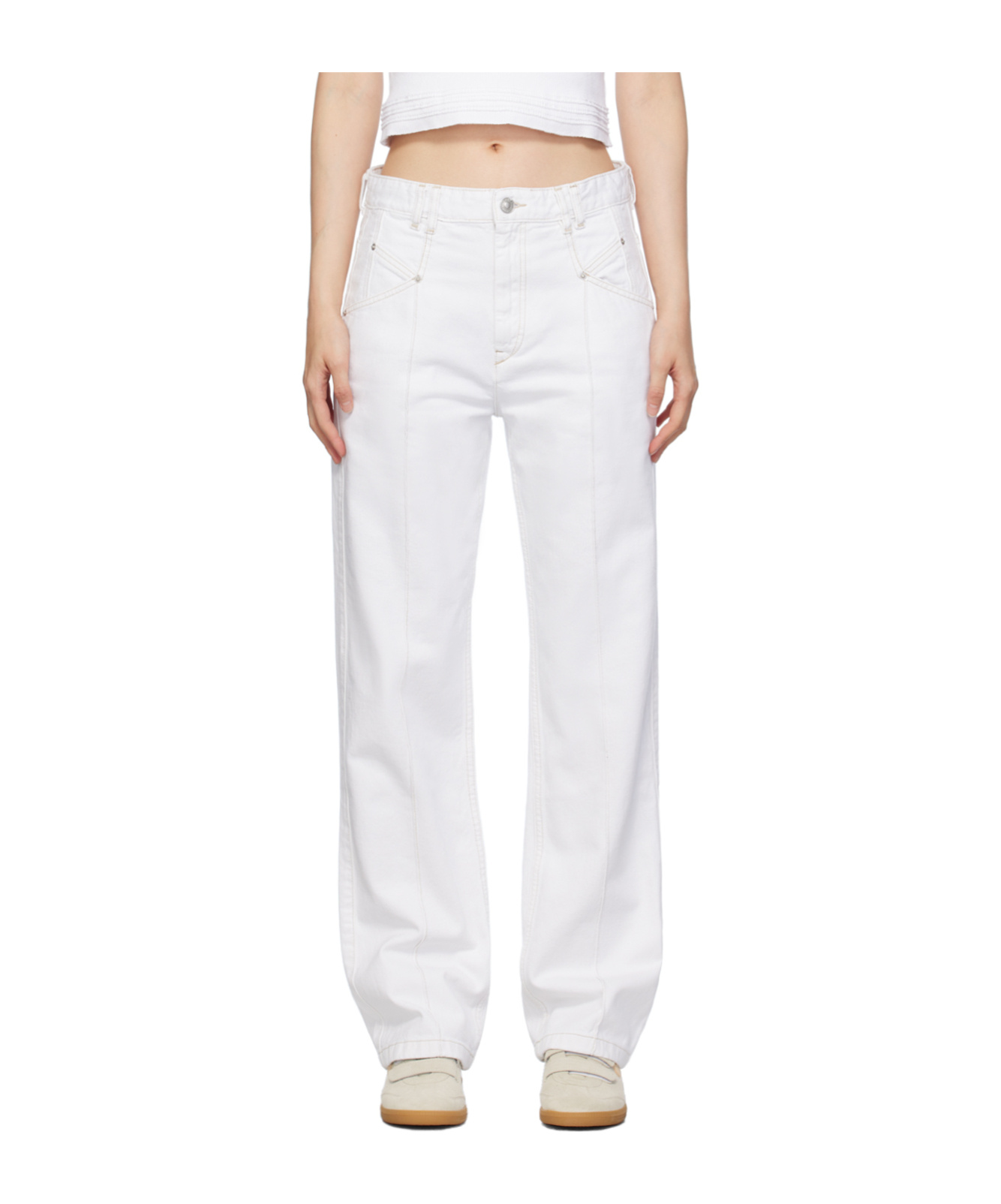 Isabel Marant Belt-loop Jeans In White