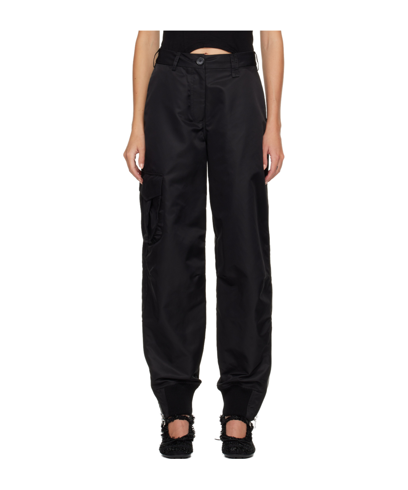 Simone Rocha Multi-pocket Ankle Zipper Casual Pants In Black