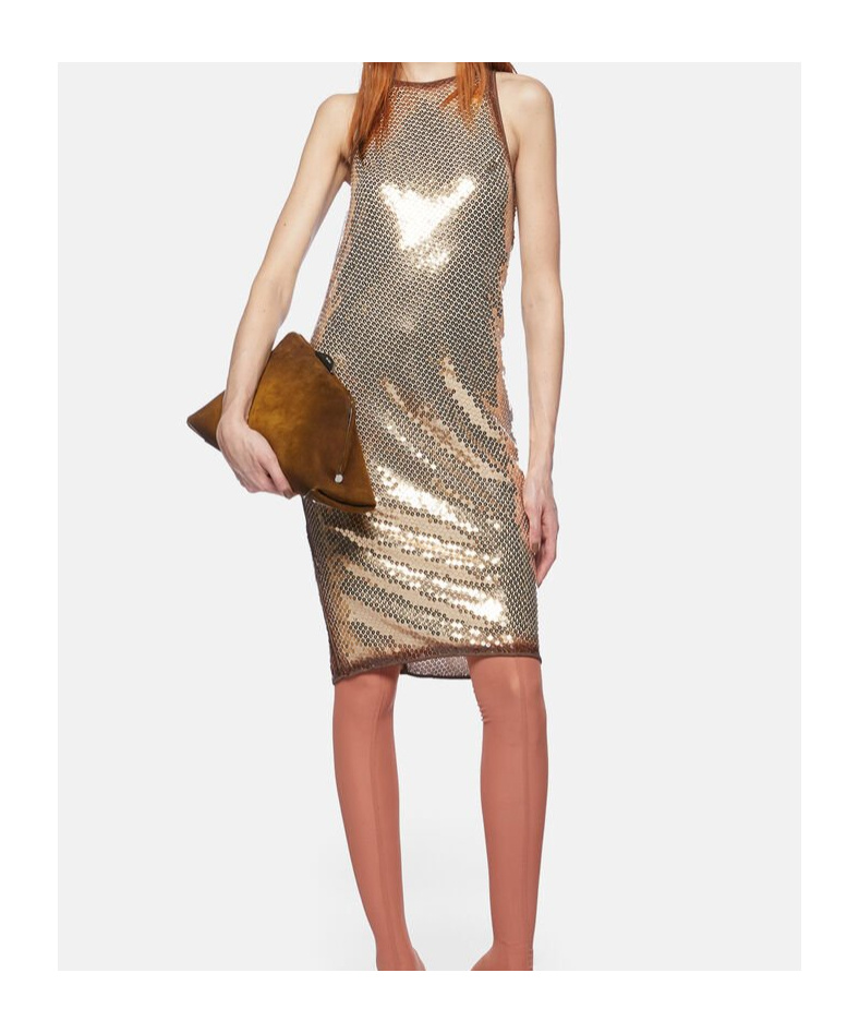 Attico Gold Sequin Mini Dress Without Sleeves In Nude