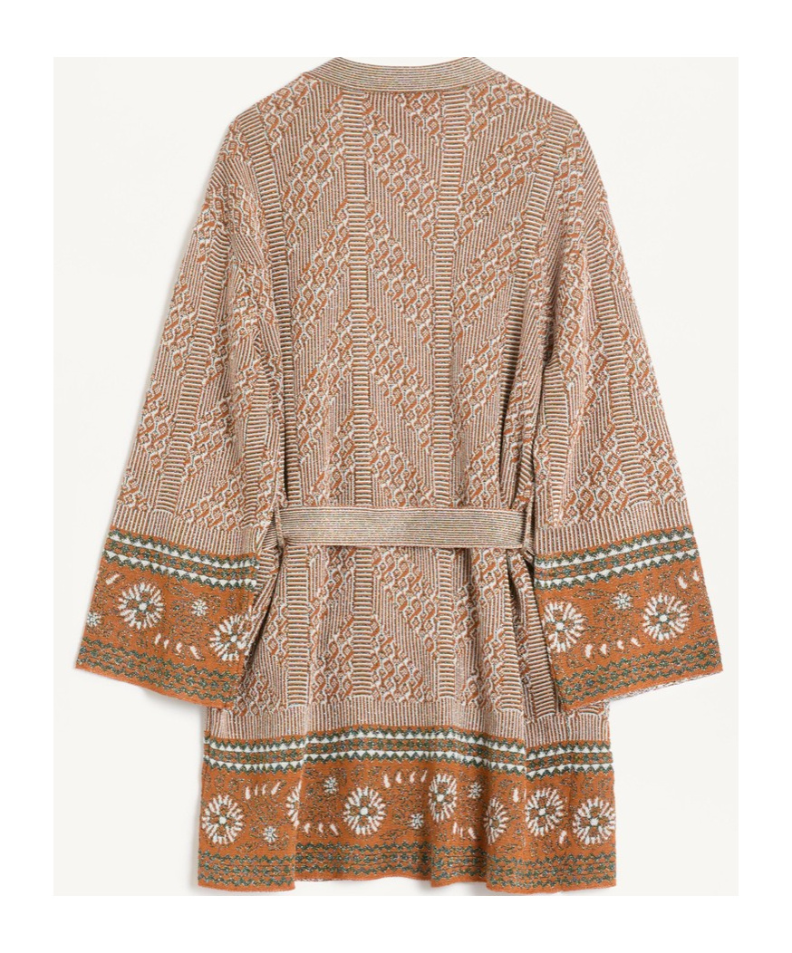 Valentino Womens Open-front Metallic Woven Cardigan Ginger Orange Gold Xl In Nude