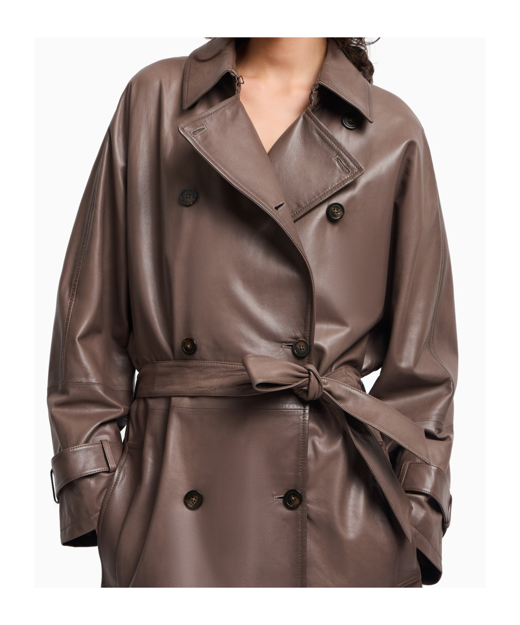 Emporio Armani Stylish Raincoat Featuring Belted Waist In Brown