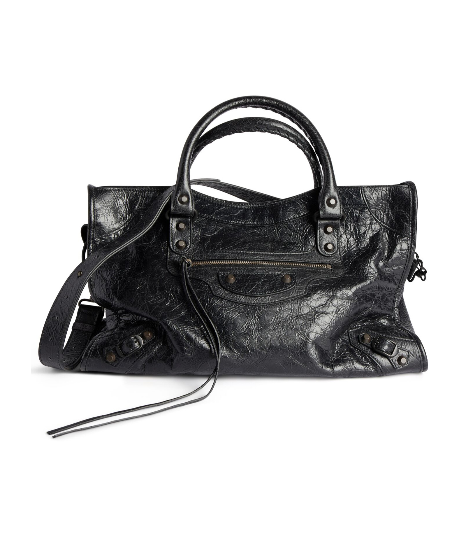 Balenciaga Le City Bag Medium In Metallised Arena Lambskin In Gray