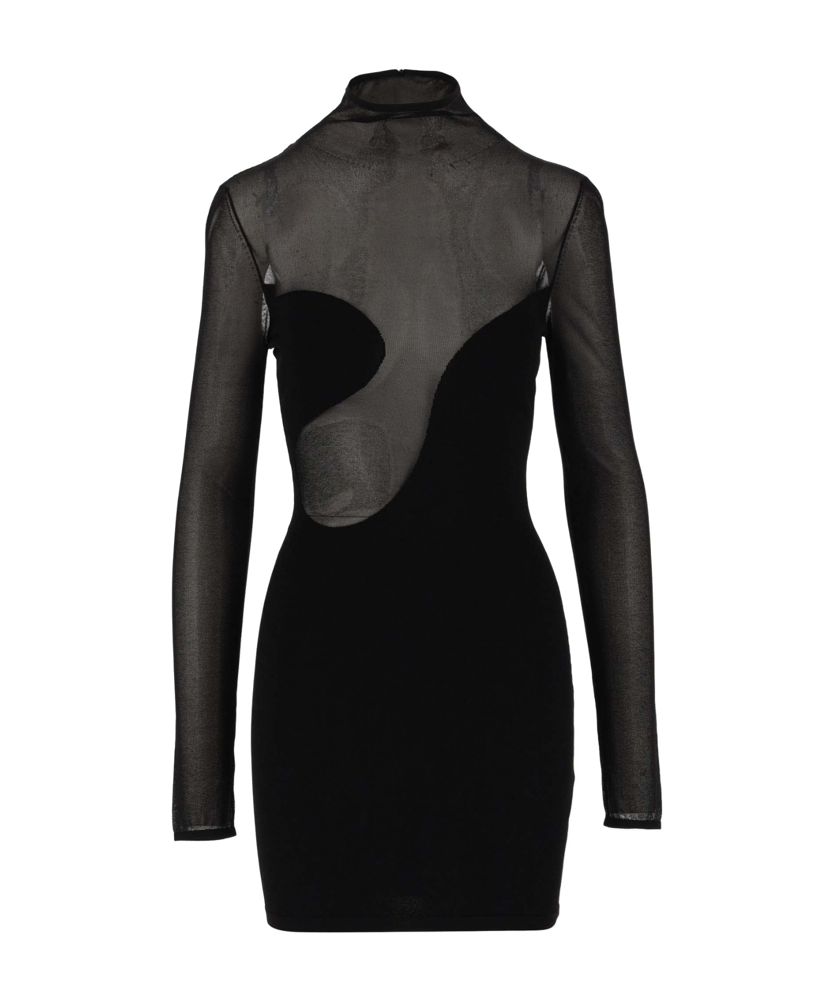 Nensi Dojaka Asymmetric Semi-sheer Mini Dress In Black