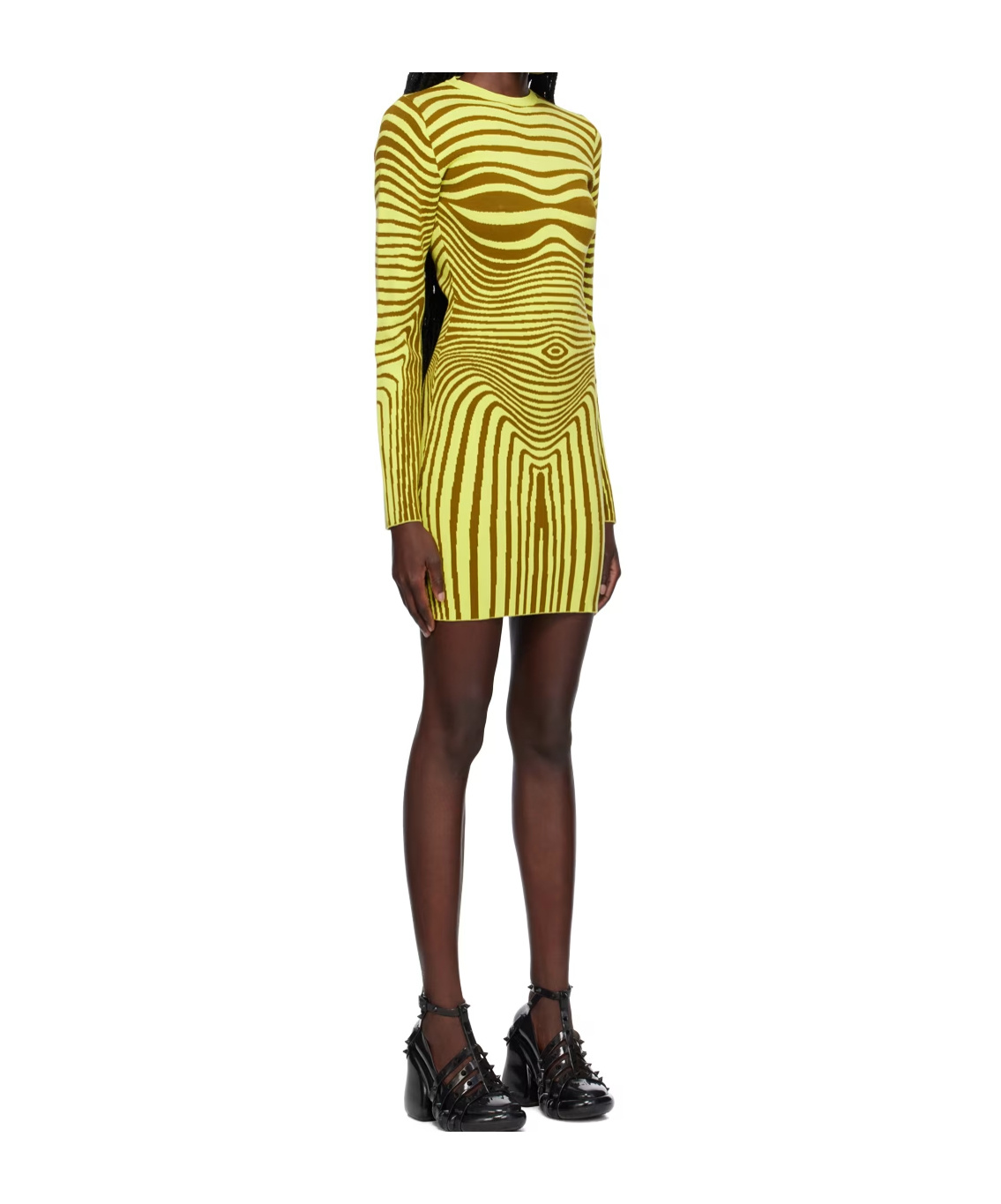 Jean Paul Gaultier The Body Morphing Knitted Minidress In Green