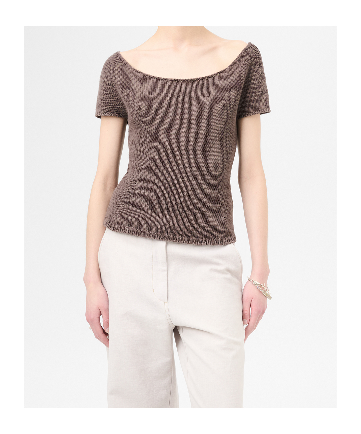Our Legacy Sculpt Knitted Cotton T-shirt In Brown