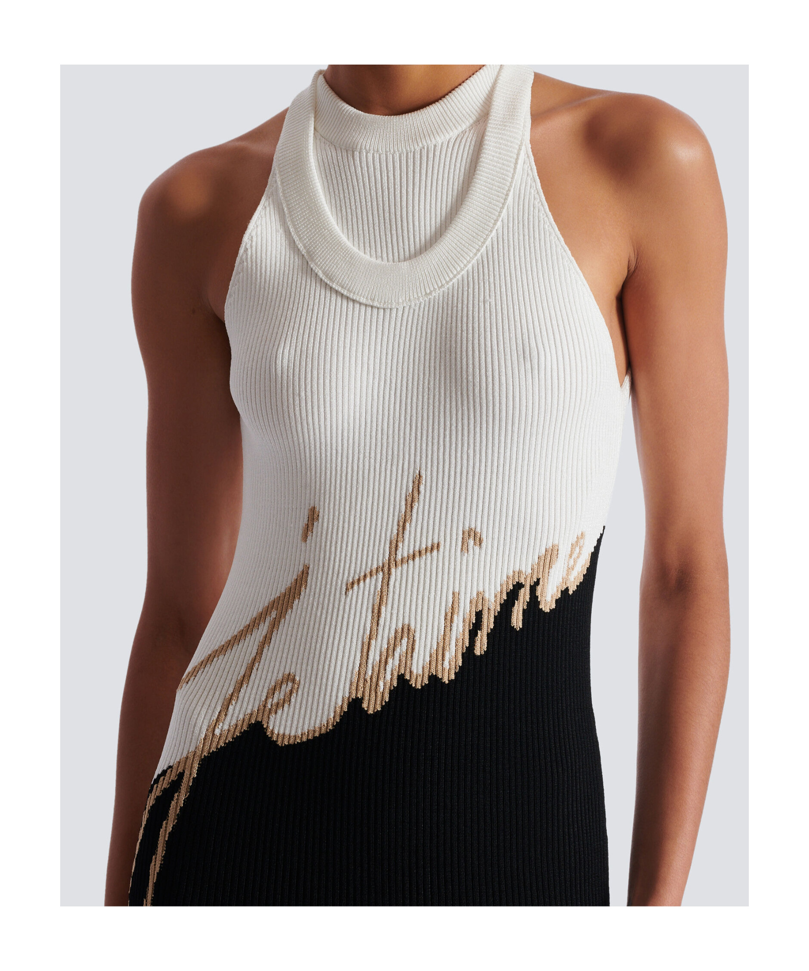 Balmain Love Letter Jacquard Knit Midi Dress In Black